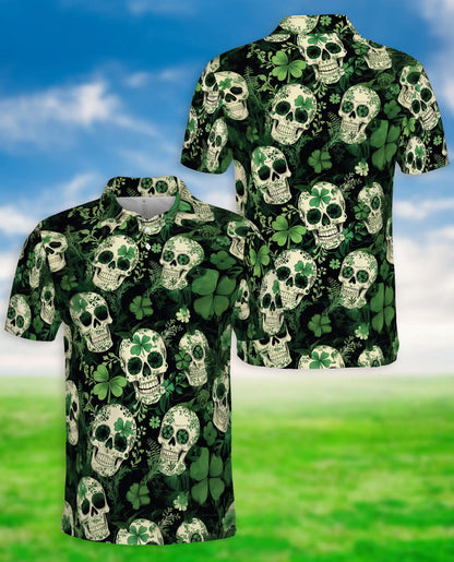 St. Patrick’s Day Skull Shamrock Polo Shirt | Netecom
