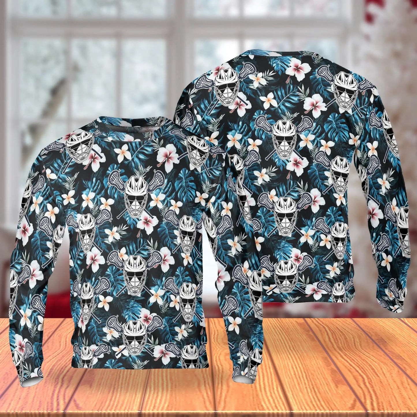 Lacrosse Tropical Floral Sweatshirt, 3D All Over Print Flower Sports Crewneck Pullover for Men Women, Lacrosse Player Gift - Netecom
