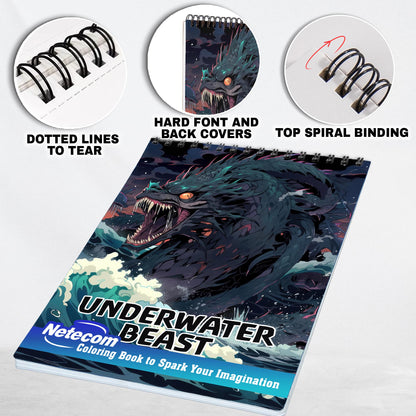 Underwater Beast Spiral Bound Coloring Book, Dive into the Depths with 30 Enchanting Coloring Pages, Exploring the Enigmatic World of Underwater Beasts