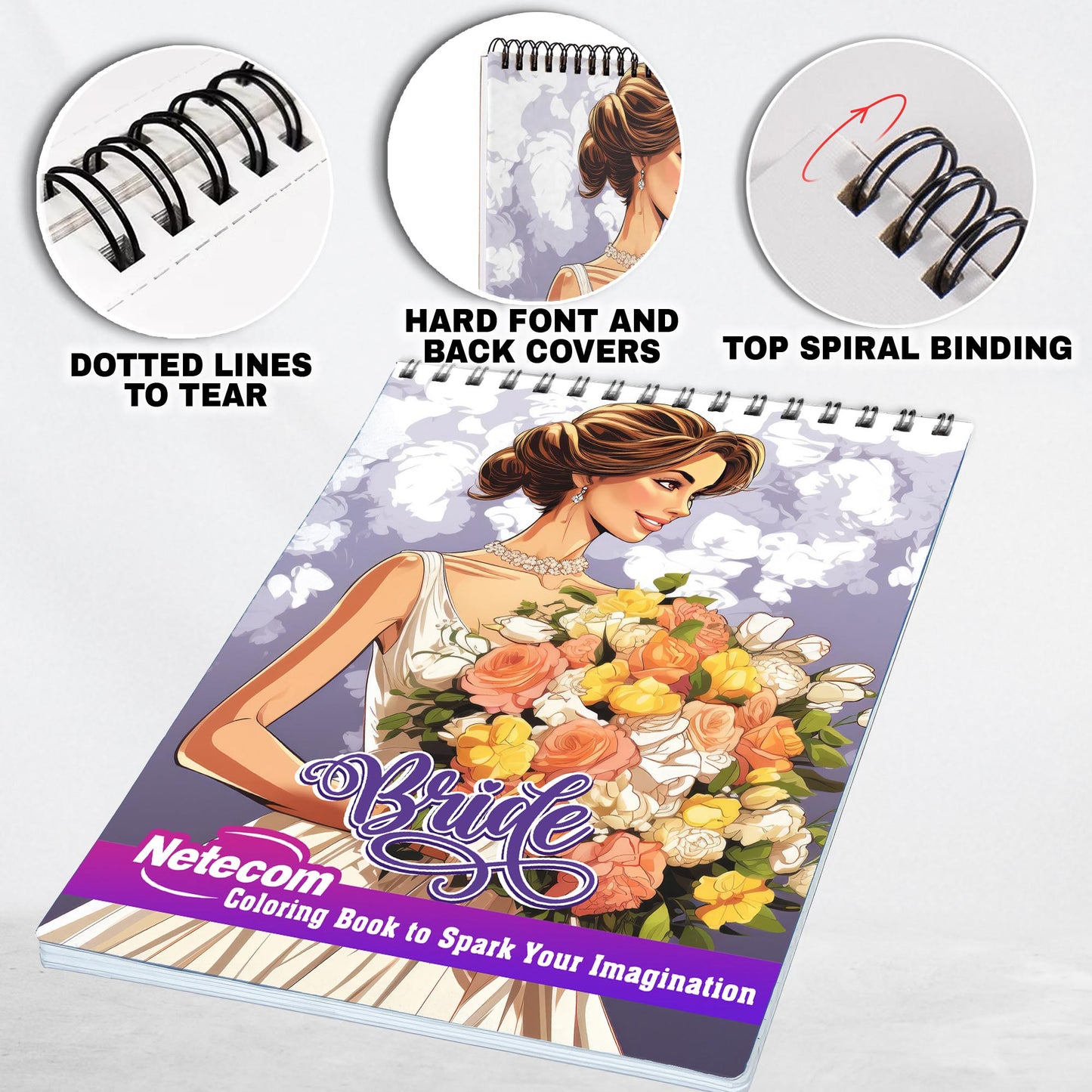 Bride Spiral Bound Coloring Book, Discover the Grace and Glamour of Brides with 30 Captivating Coloring Pages that Showcase the Splendor of Bridal Fashion and Celebrations