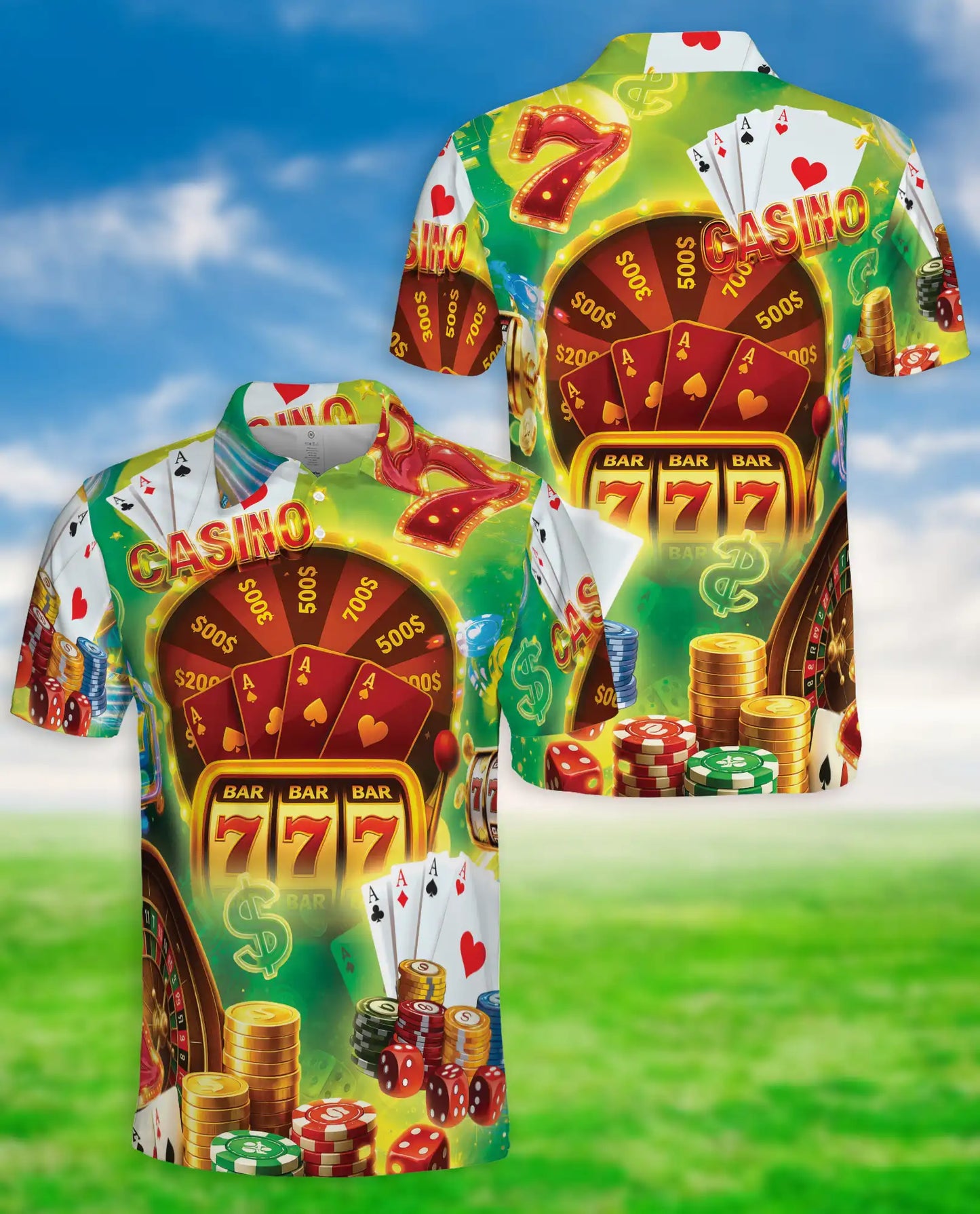 Casino Polo Shirt – Lucky Jackpot Gaming Print | Netecom