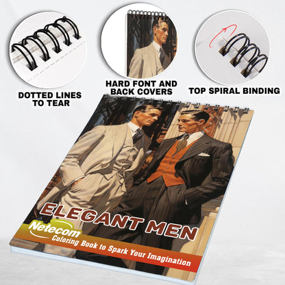 Elegant Men Spiral Bound Coloring Book, Experience the Allure of Sophistication with 30 Captivating Coloring Pages, Perfect for a Stylish and Refined Coloring Adventure