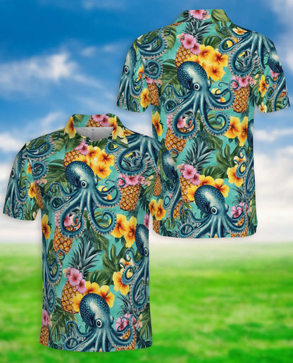 Octopus Tropical Pineapple Polo Shirt | Netecom
