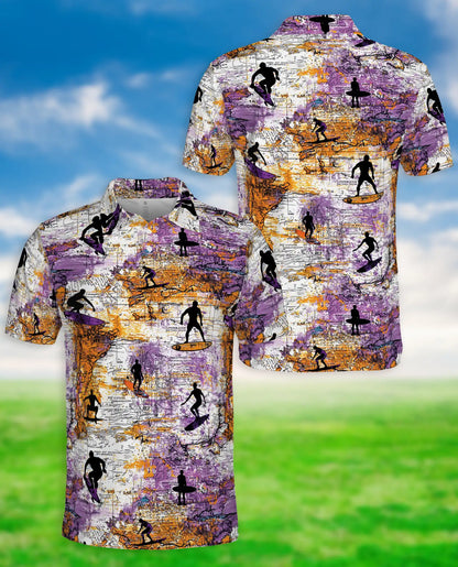 Surfing Map 3D Polo Shirt for Men | Netecom