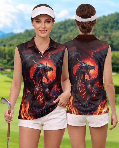 Mythical Dragon Sleeveless Polo Shirt for Women | Netecom