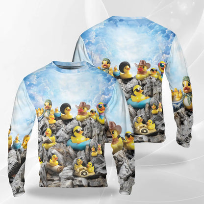 Ducks on Rocks Sweatshirt, 3D All Over Print Waterfowl Nature Crewneck Pullover for Men Women, Duck Lover Gift - Netecom