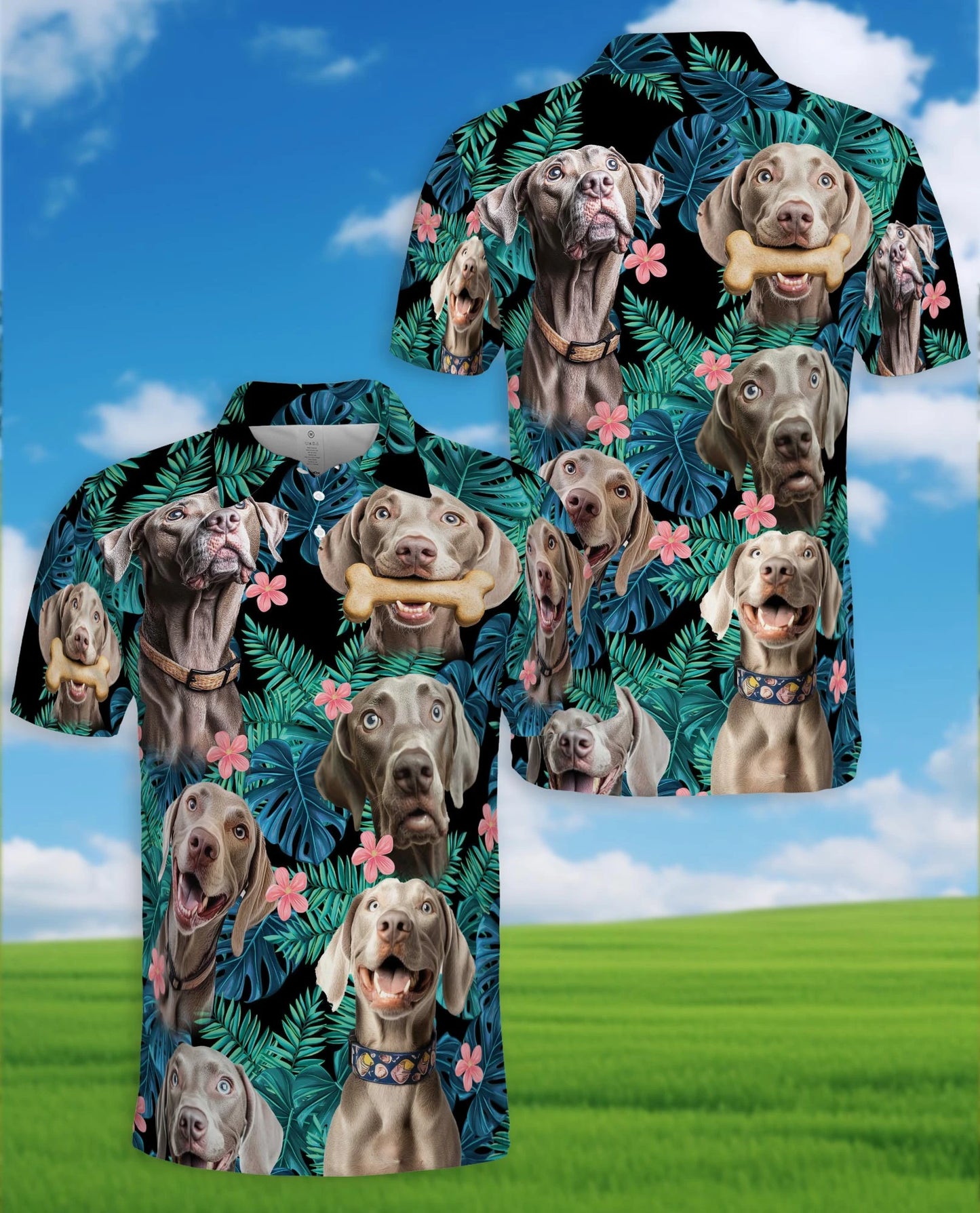 Weimaraner Tropical Pattern Polo Shirt for Men – Dog Lover Style | Netecom