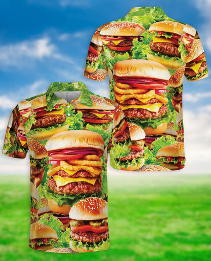 Funny Burger Food 3D Polo Shirt for Men – Fast Food Lover Style | Netecom