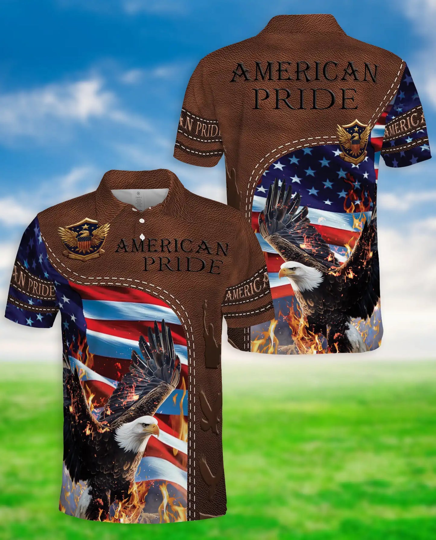 American Eagle Flag 3D Polo Shirt for Men – Patriotic USA Pride Style | Netecom