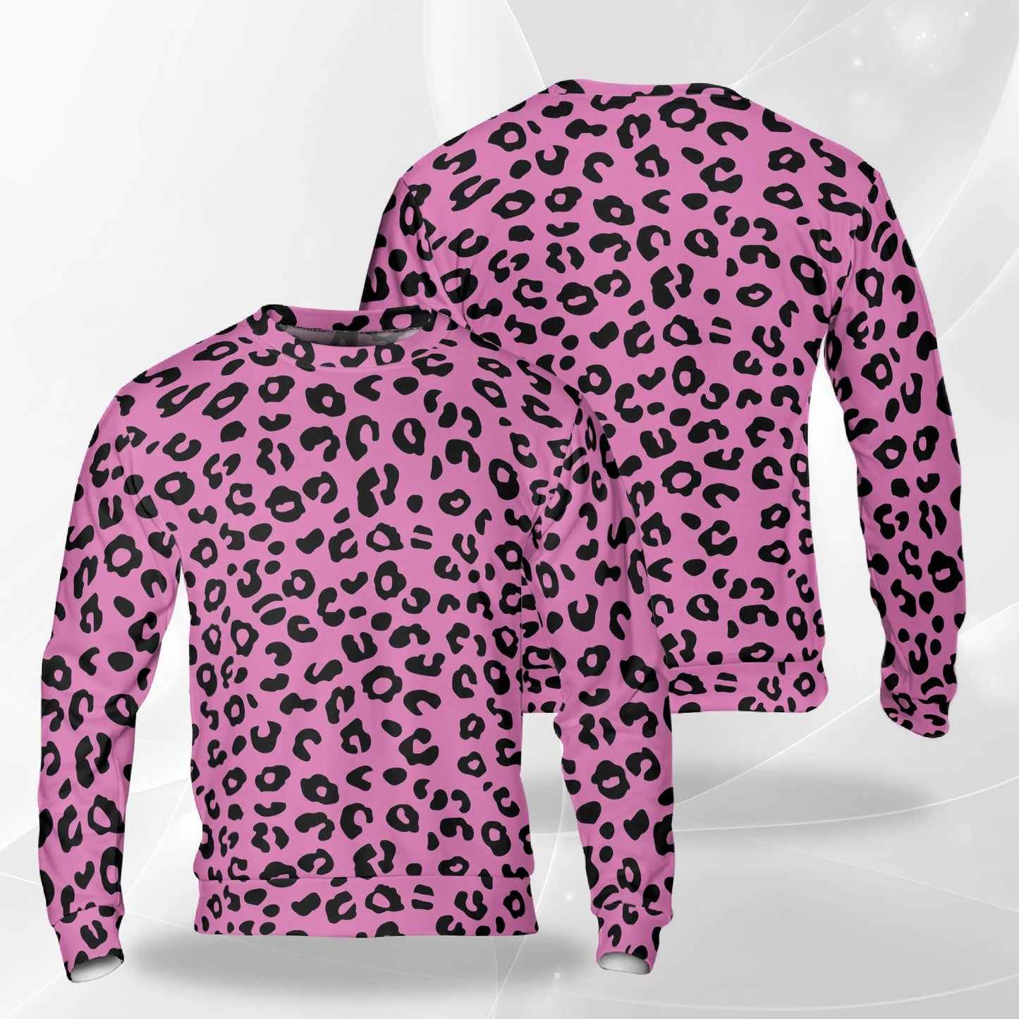 Pink Leopard Print Sweatshirt, 3D All Over Print Wild Animal Pattern Crewneck Pullover for Men Women, Leopard Lover Gift - Netecom