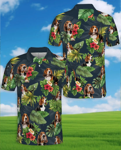 Beagle Tropical Polo Shirt – Floral Leaf Print | Netecom
