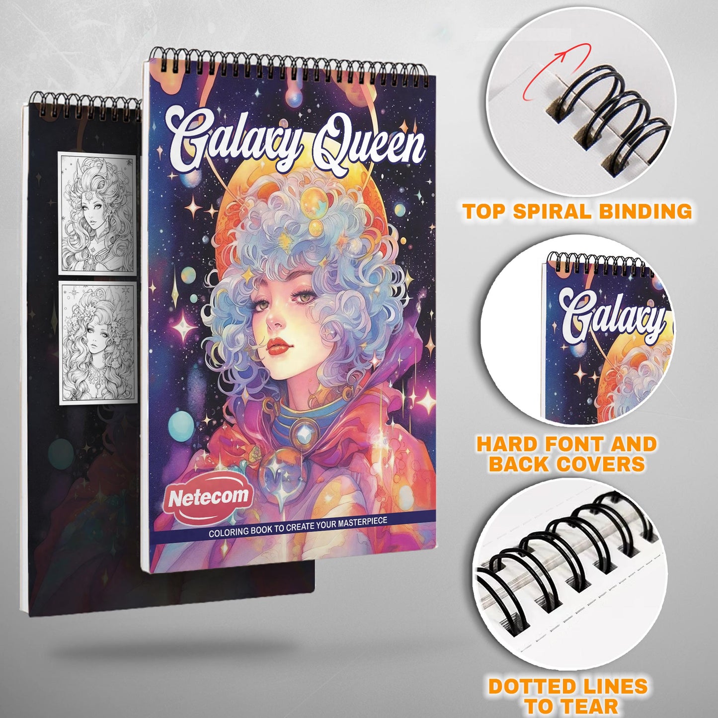 Galaxy Queen Spiral Bound Coloring Book, Cosmic Galaxy Queen Scenes for a Stellar and Majestic Art Adventure, Great for Fans of Space and Fantasy