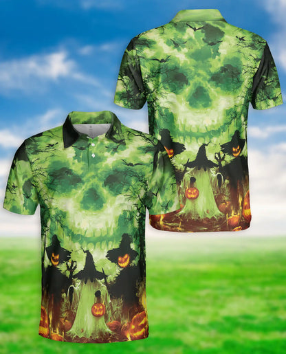 Halloween Skull Glow Polo Shirt – Spooky Pumpkin Night | Netecom