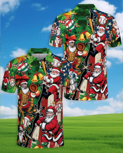 Christmas Baseball Polo Shirt - Santa Sports Fan Style | Netecom