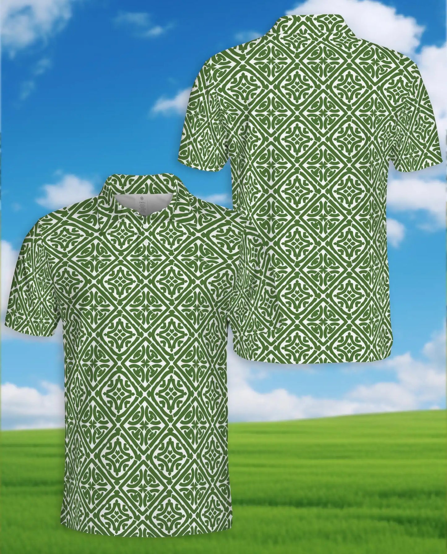 Green Geometric 3D Polo Shirt for Men – Summer Casual | Netecom