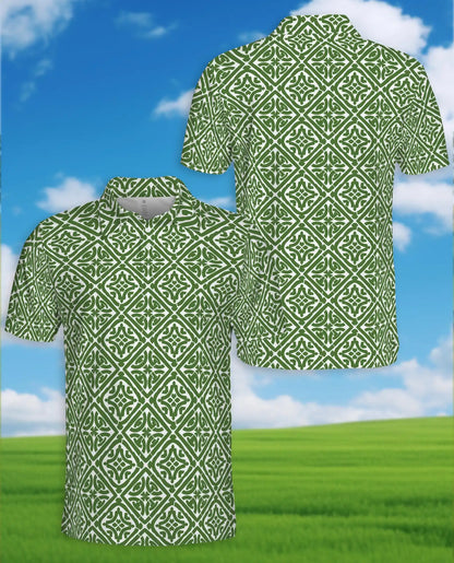 Green Geometric 3D Polo Shirt for Men – Summer Casual | Netecom