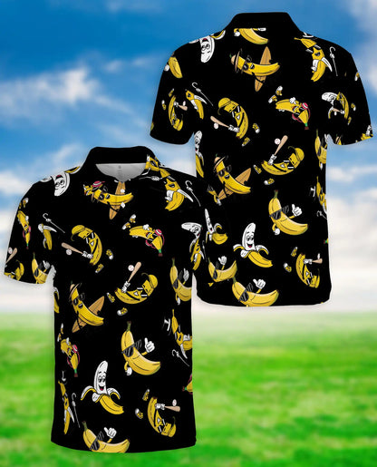 Funny Banana Cartoon 3D Polo Shirt for Men – Cool Fruit Humor Style | Netecom