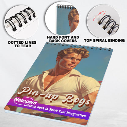 Pin-Up Boys Spiral Bound Coloring Book: 30 Coloring Pages, Bringing to Life the Timeless Style and Charm of Pin-Up Boys