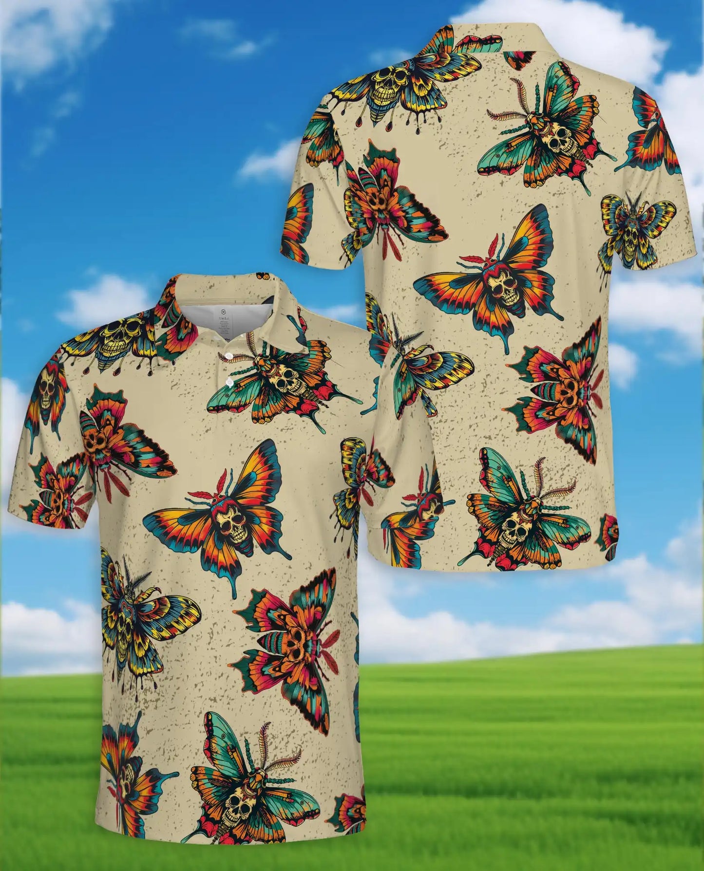 Skull Butterfly Polo Shirt – Gothic Vintage Style | Netecom