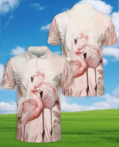 Pink Flamingo 3D Printed Polo Shirt for Men – Summer Tropical Shirt | Netecom