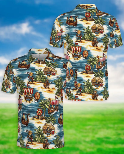 Viking Tropical Polo Shirt – Nordic Island Print | Netecom
