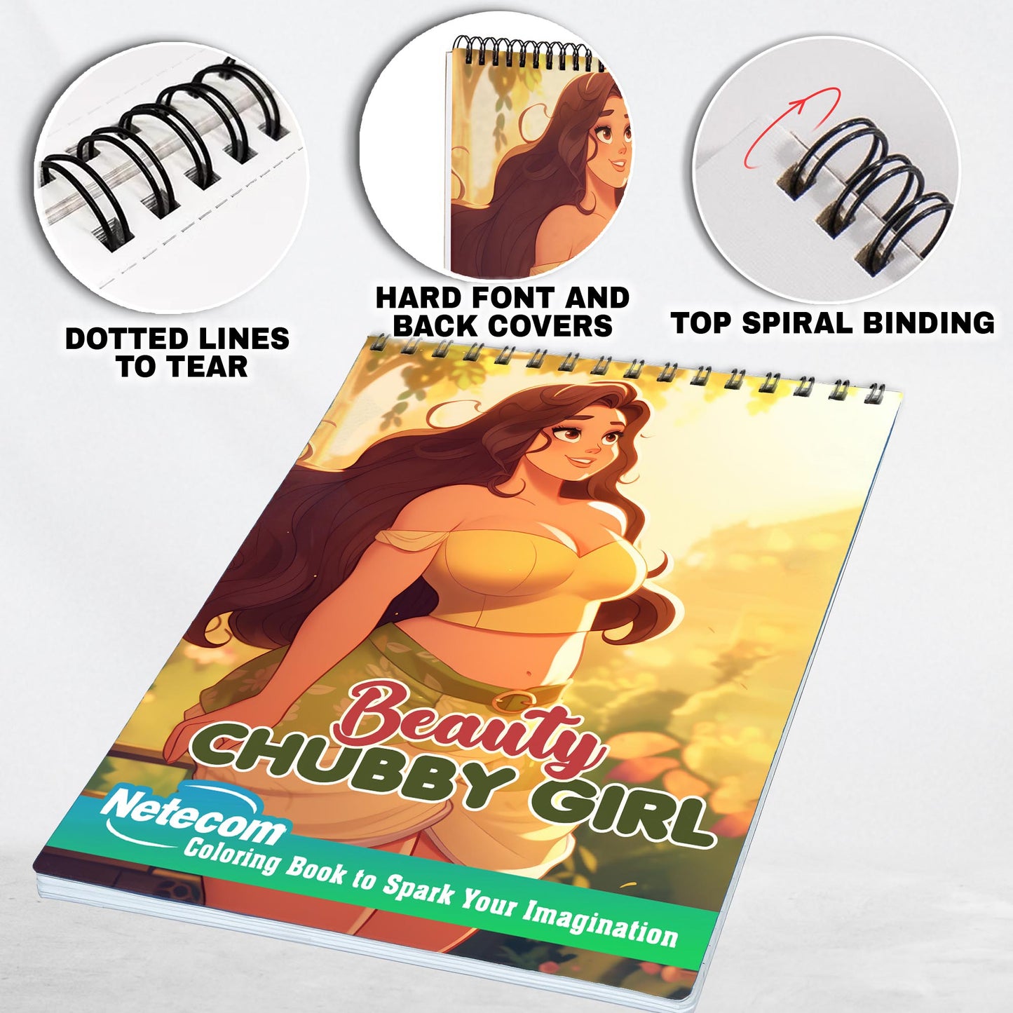 Beauty Chubby Girl Spiral Bound Coloring Book, Explore the Beauty Chubby Girl Coloring Book with 30 Empowering Illustrations