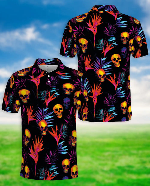 Neon Skull Polo Shirt – Tropical Gothic Print | Netecom