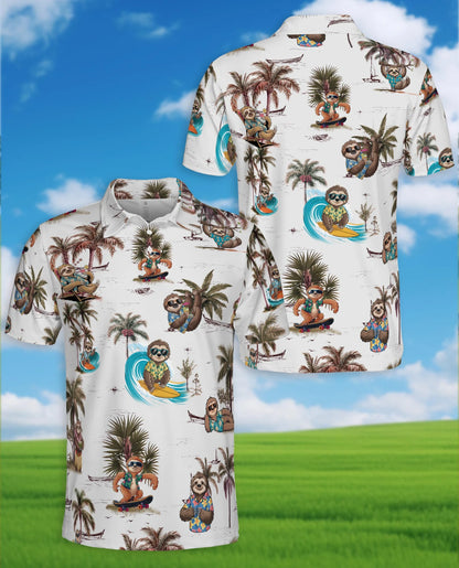 Funny Sloth Summer Beach Polo Shirt for Men – Tropical Animal Style | Netecom