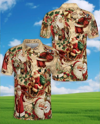 Vintage Santa Claus Christmas Polo Shirt, Retro Holiday Style | Netecom