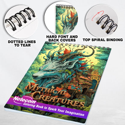 Mythical Creatures Spiral Bound Coloring Book, Unleash Your Creativity with 30 Coloring Pages, Bringing Mythical Creatures to Life with Vibrant Colors