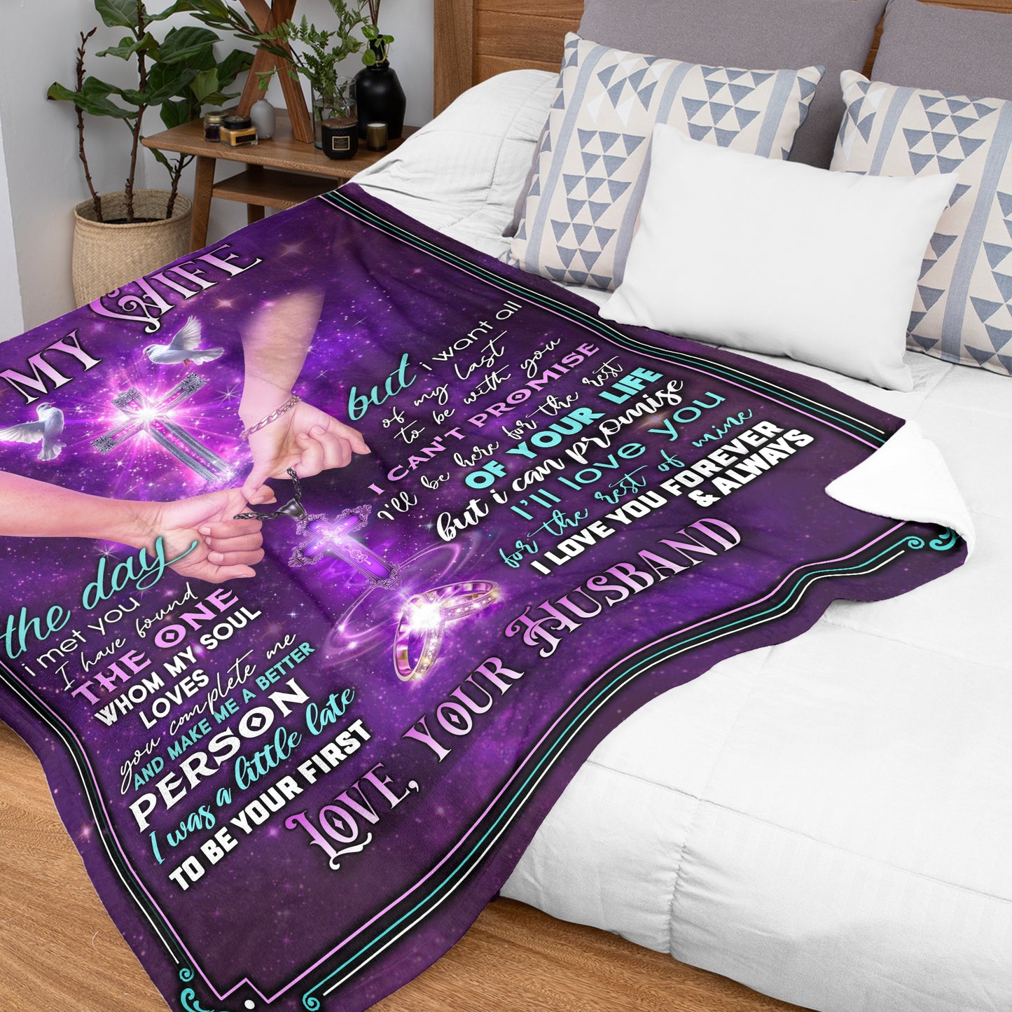 Netecom Personalized To My Wife Blanket from Husband, I Love You Forever and Always Throw Blanket for Couch, Bed or Sofa, Romantic Gift for Wife, Wedding Anniversary or Valentine’s Day Present
