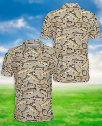 Trout Fishing Polo Shirt for Men- Print Freshwater Fish | Netecom