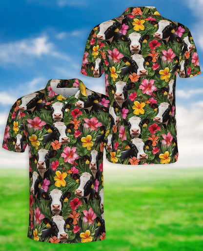Cow Tropical Floral Polo Shirt | Netecom