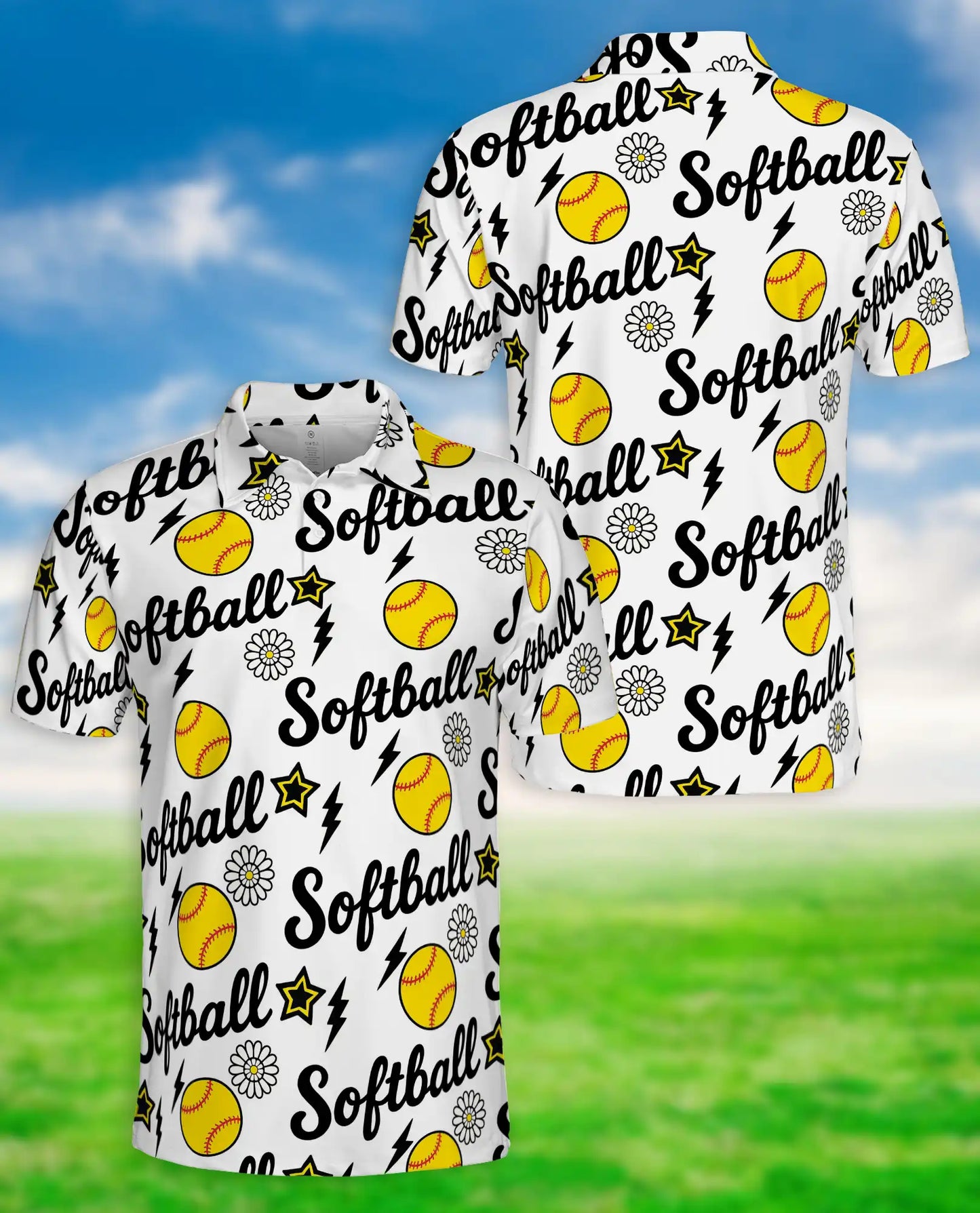 Softball Polo Shirt for Men- Fastpitch Softball Pattern  | Netecom