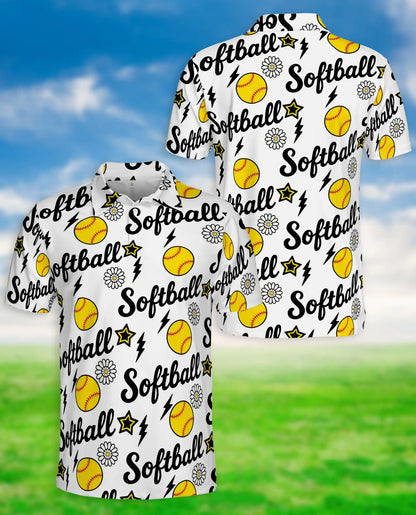 Softball Polo Shirt for Men- Fastpitch Softball Pattern  | Netecom