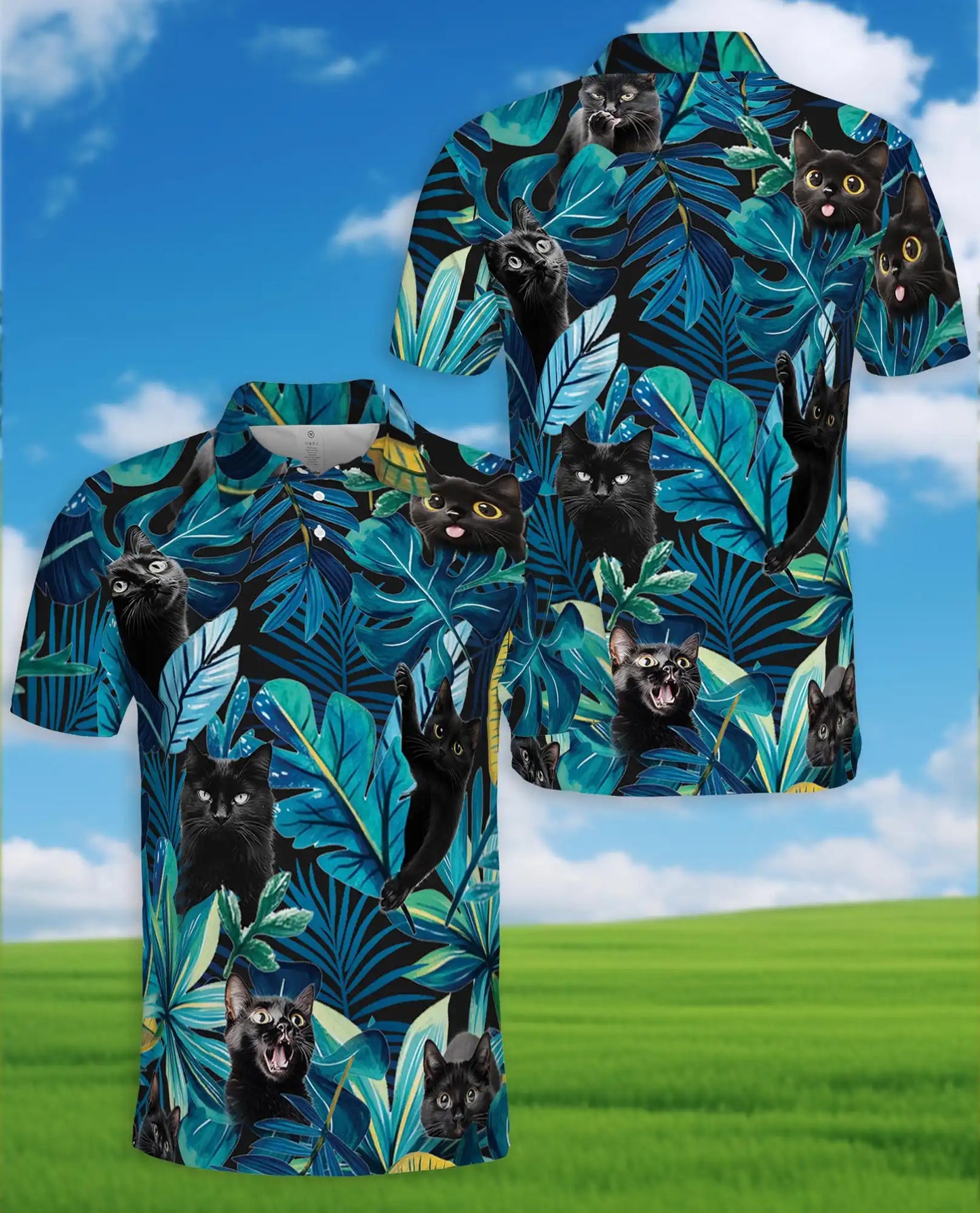 Black Cat Tropical Polo Shirt | Netecom