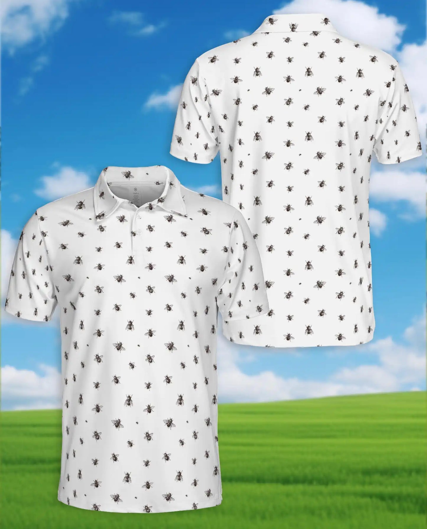 Bee Polo Shirt - Minimalist Honey Bee Pattern Nature Style | Netecom