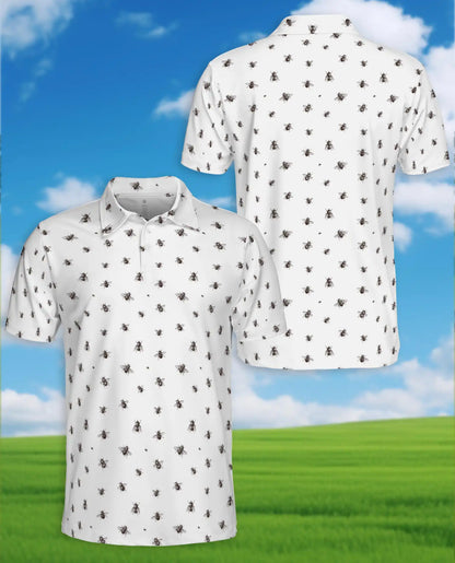Bee Polo Shirt - Minimalist Honey Bee Pattern Nature Style | Netecom