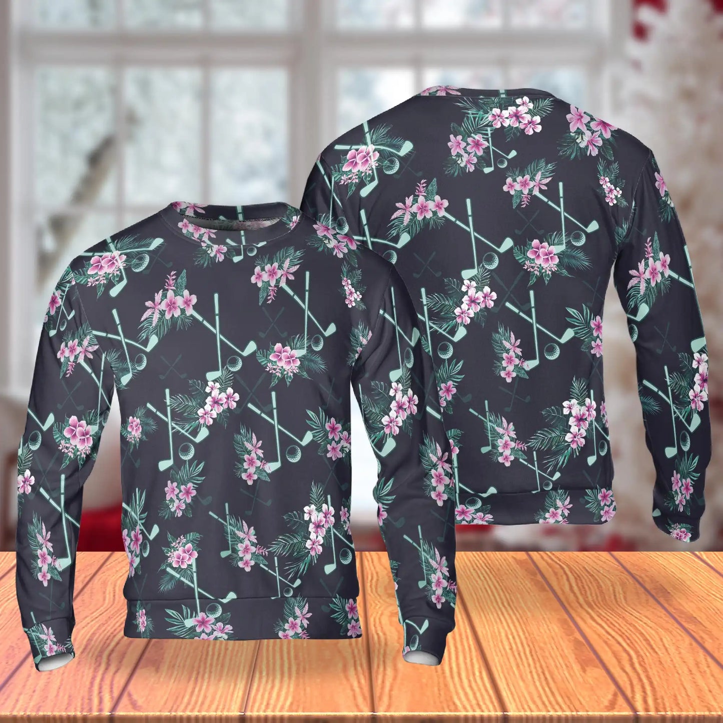 Golf Tropical Sweatshirt, 3D All Over Print Palm Tree Golf Crewneck Pullover for Men Women, Golfer Gift - Netecom