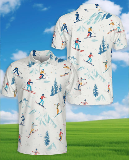 Ski Pattern Polo Shirt for Men – Winter Sports Style | Netecom