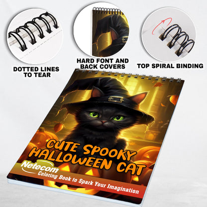 Cute Spooky Halloween Cat Spiral Bound Coloring Book, Discover 30 Mesmerizing Coloring Pages in the Cute Spooky Halloween Cat Coloring Book for a Bewitching Experience