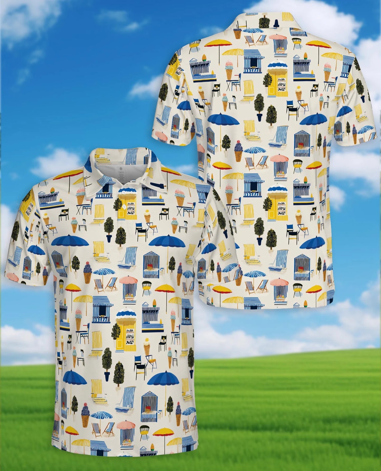 Beach Elements Polo Shirt for Men – Tropical Summer Coastal Style | Netecom