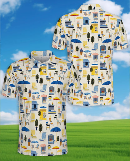 Beach Elements Polo Shirt for Men – Tropical Summer Coastal Style | Netecom