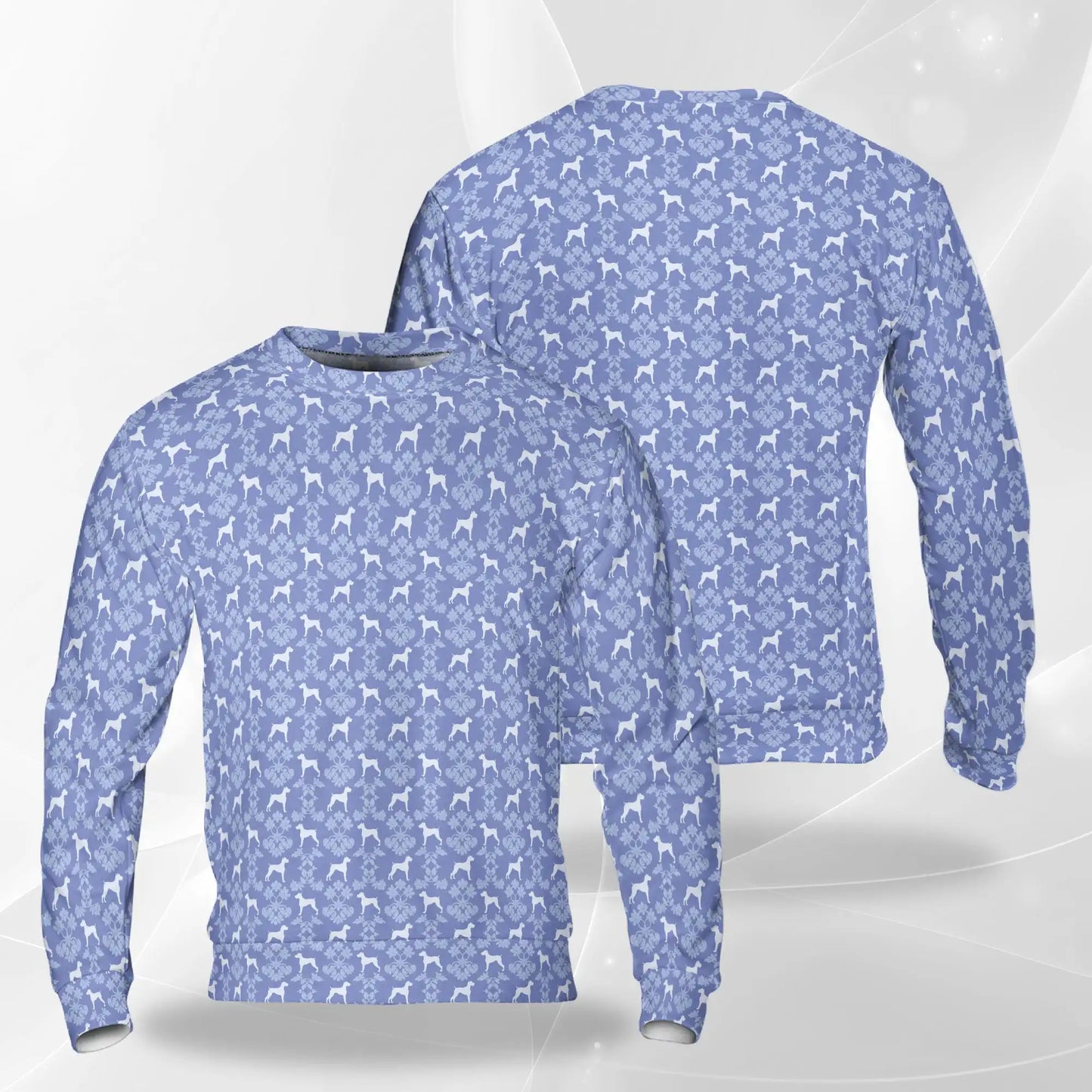 Dog Silhouette Pattern Sweatshirt, 3D All Over Print Canine Crewneck Pullover for Men Women, Dog Lover Gift - Netecom