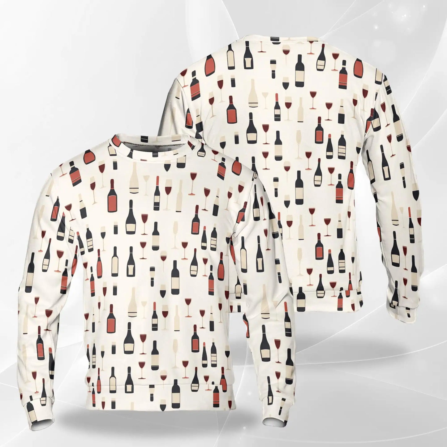 Red Wine Themed Sweatshirt, 3D All Over Print Wine Lover Crewneck Pullover for Men Women, Wine Enthusiast Gift - Netecom