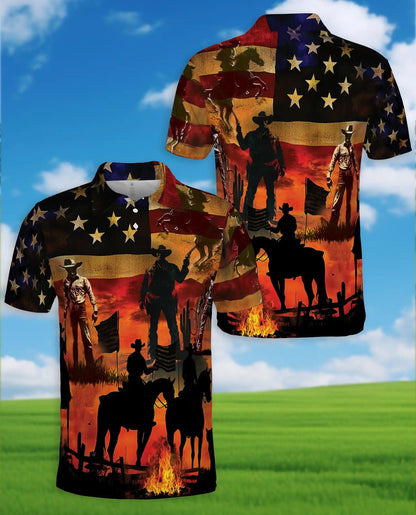 Cowboy American Flag Polo Shirt | Netecom