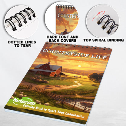 Countryside Life Spiral Bound Coloring Book, Discover the Tranquility of the Countryside with 30 Exquisite Coloring Pages that Showcase the Scenic Landscapes and Charming Elements of Rural Life