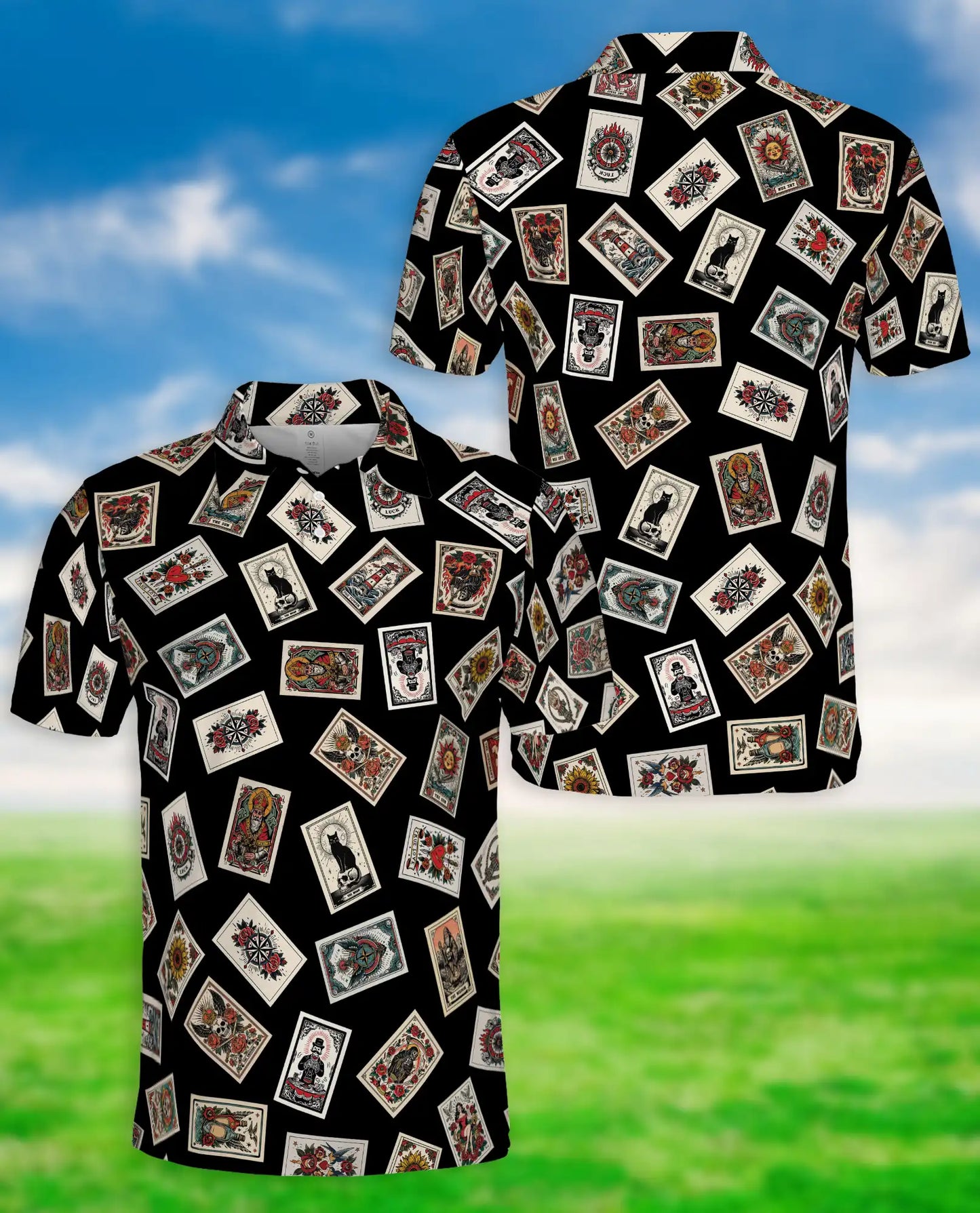 Tarot Card Polo Shirt for Men – Mystical Fortune Design | Netecom
