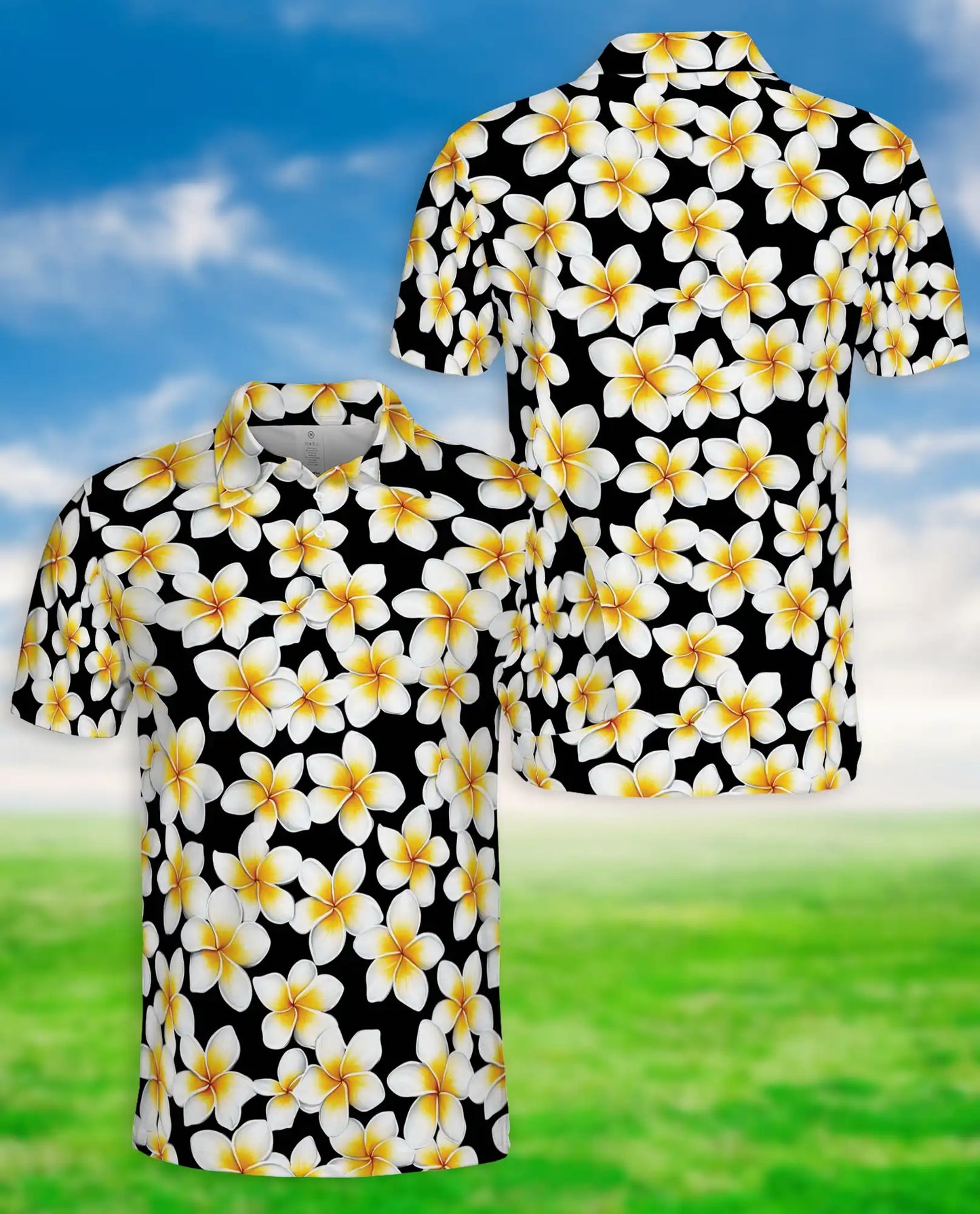 Plumeria Flower 3D Polo Shirt for Men – Tropical Floral Island Style | Netecom