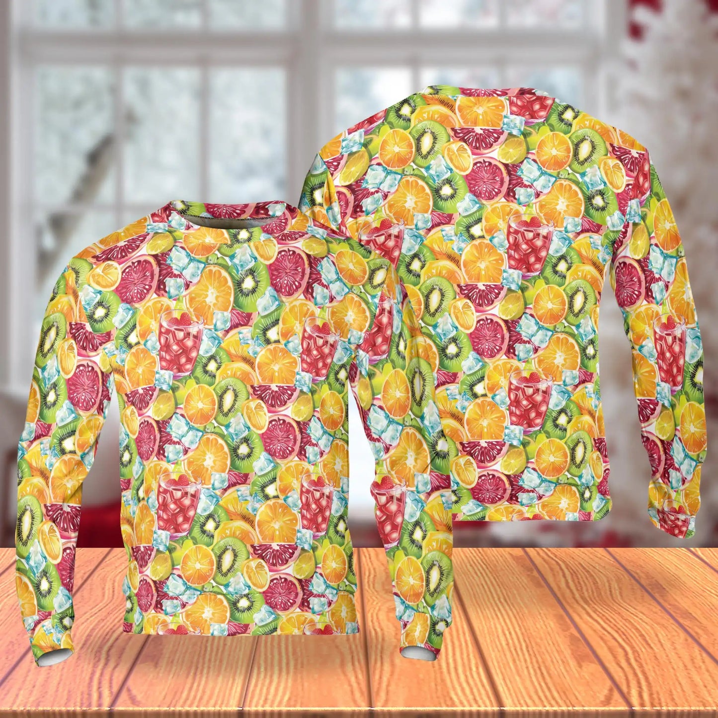 Colorful Mixed Fruit Sweatshirt, 3D All Over Print Tropical Fruit Crewneck Pullover for Men Women, Fruit Lover Gift - Netecom